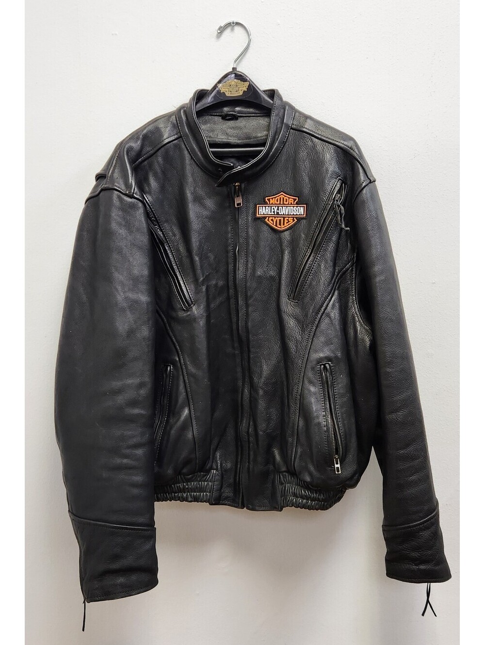 Vintage Harley Davidson Hot Leathers Heavy Black Motorcycle Jacket Men's 50